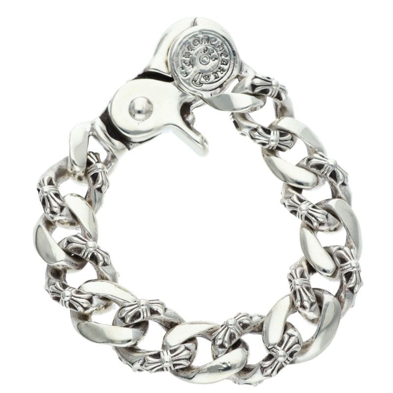 Chrome Hearts FNCY CHN LNK Fancy Silver Bracelet Size 13LINK