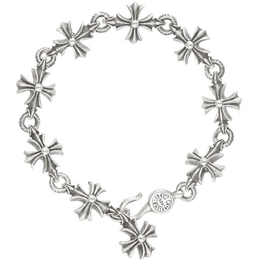 Chrome Hearts Cutout CH Plus Silver Bracelet Size 9LINK