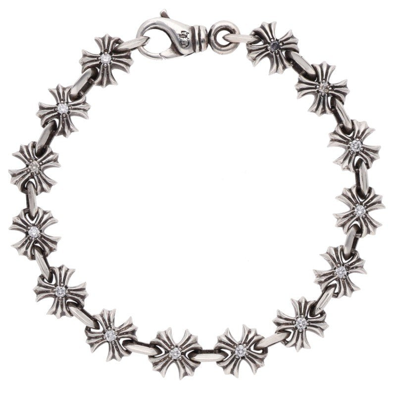 Chrome Hearts CH X Link Pave Silver Bracelet Size 14LINK