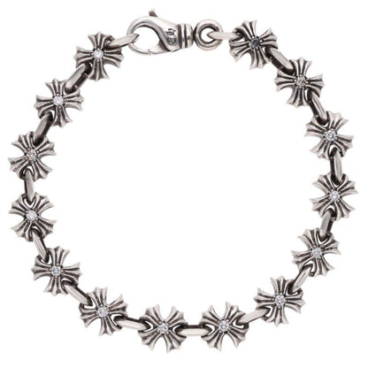 Chrome Hearts CH X Link Pave Silver Bracelet Size 14LINK