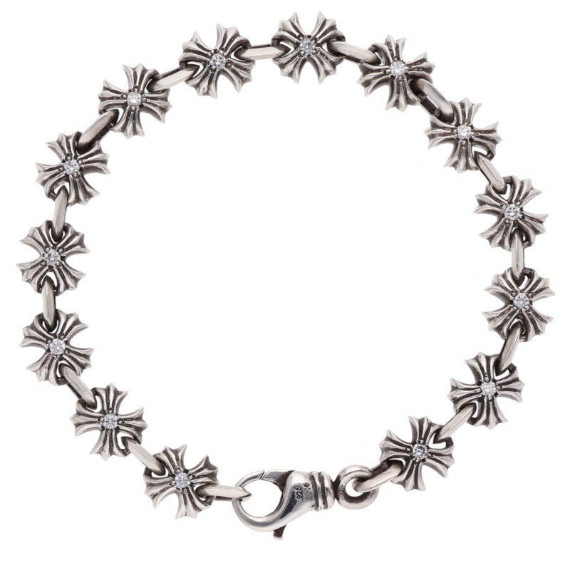 Chrome Hearts CH X Link Pave Silver Bracelet Size 14LINK