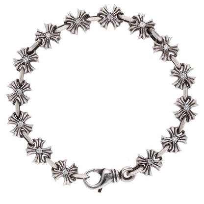 Chrome Hearts CH X Link Pave Silver Bracelet Size 14LINK