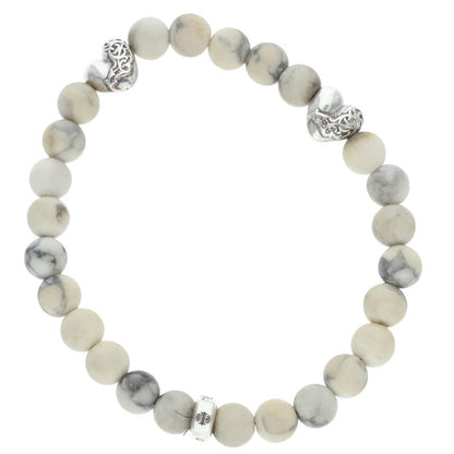 Chrome Hearts 6mm Heart Bead Bracelet White Silver