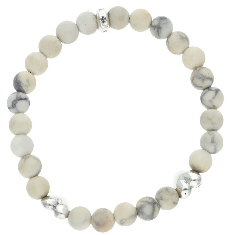 Chrome Hearts 6mm Heart Bead Bracelet White Silver