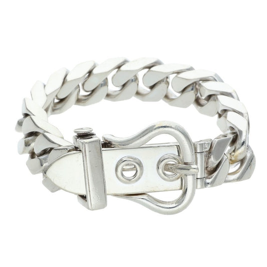 HERMES Boucleselier Silver Chain Bracelet Size GM