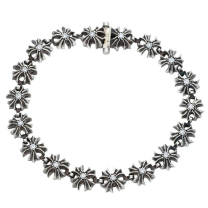 Chrome Hearts Tiny Plus Pave Silver Bracelet Size 18LINK