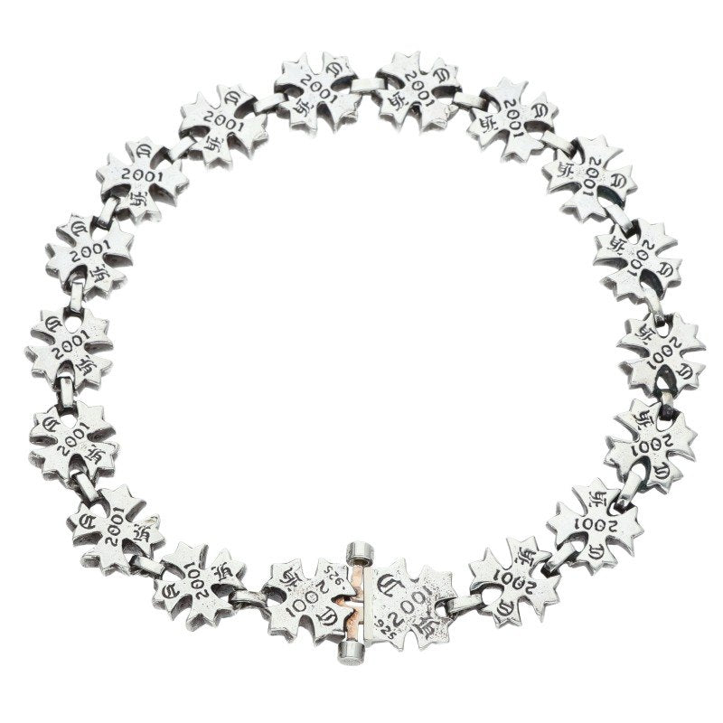 Chrome Hearts Tiny Plus Pave Silver Bracelet Size 18LINK
