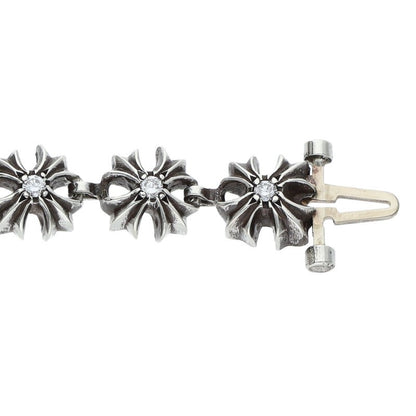 Chrome Hearts Tiny Plus Pave Silver Bracelet Size 18LINK