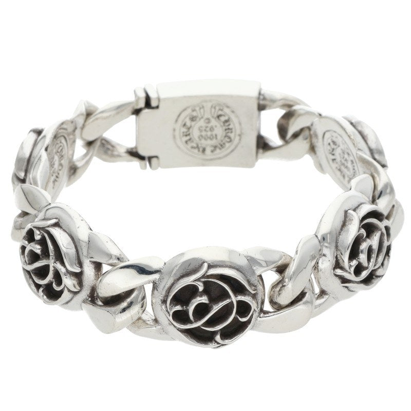 Chrome Hearts FLRL LINK Floral Silver Bracelet Size 5LINK