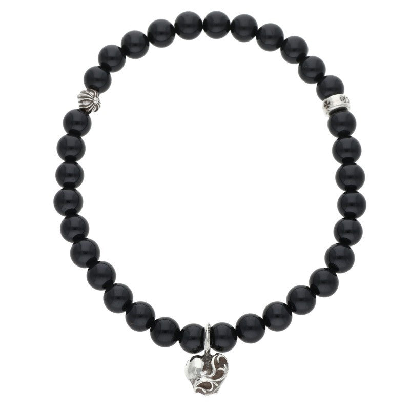 Chrome Hearts 6mm Bead Heart Stack Tourmaline Bracelet Black