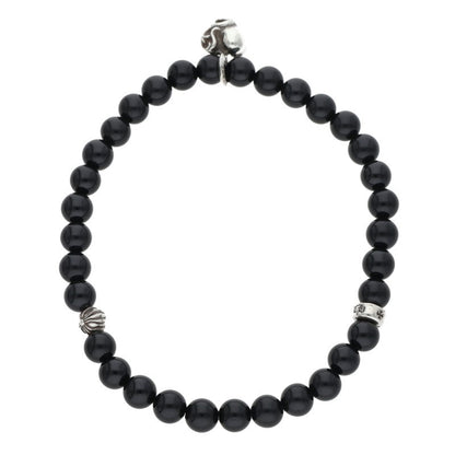 Chrome Hearts 6mm Bead Heart Stack Tourmaline Bracelet Black