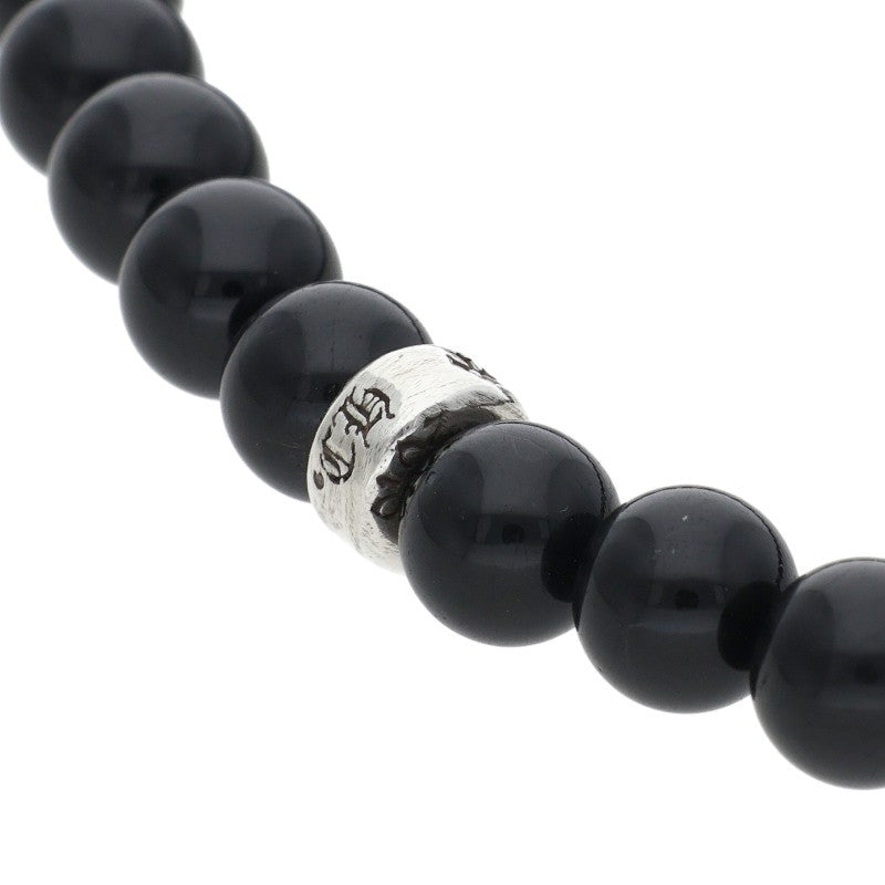 Chrome Hearts 6mm Bead Heart Stack Tourmaline Bracelet Black