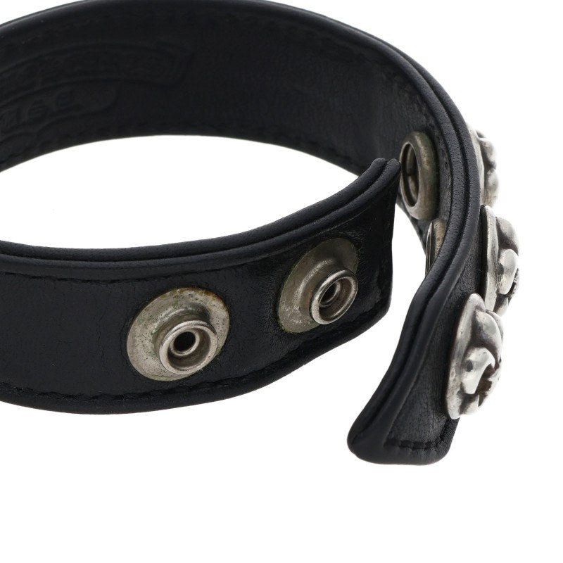Chrome Hearts 3BTN 2SNP BS Fleur Leather Bracelet