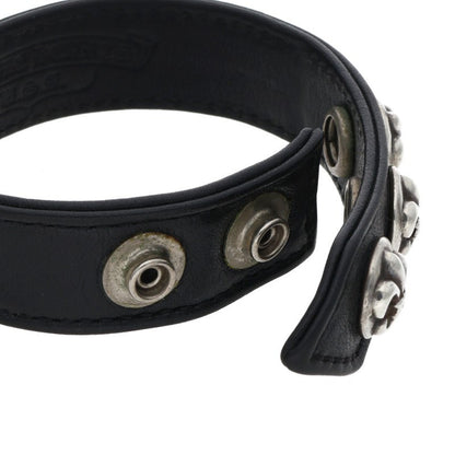 Chrome Hearts 3BTN 2SNP BS Fleur Leather Bracelet