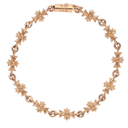 Chrome Hearts Tiny ECH Plus 22K Gold Bracelet Size 11LINK