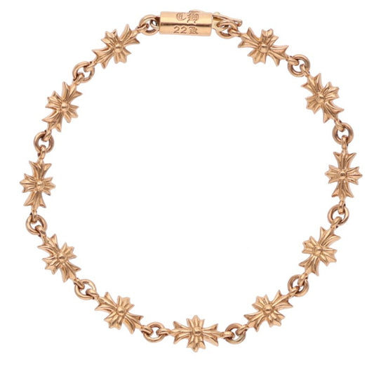 Chrome Hearts Tiny ECH Plus 22K Gold Bracelet Size 11LINK