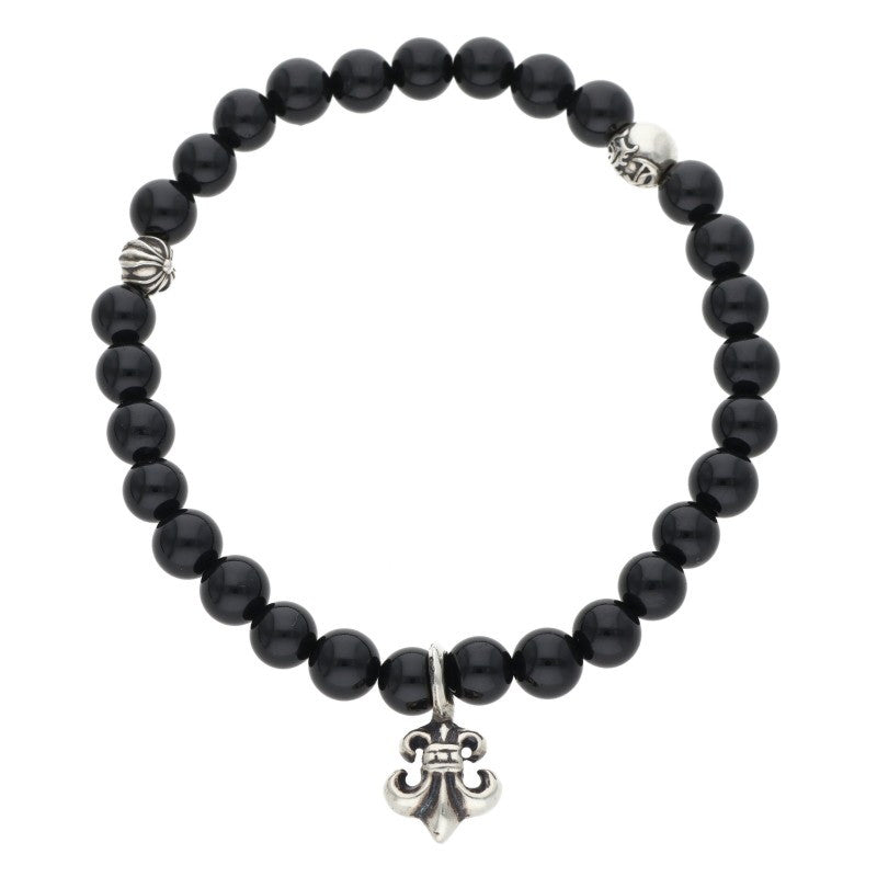 Chrome Hearts 6mm Bead Stack BS Fleur Silver Bracelet