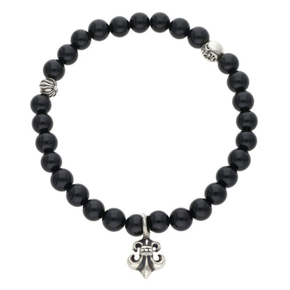 Chrome Hearts 6mm Bead Stack BS Fleur Silver Bracelet