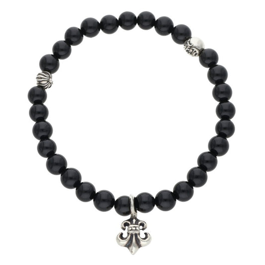 Chrome Hearts 6mm Bead Stack BS Fleur Silver Bracelet
