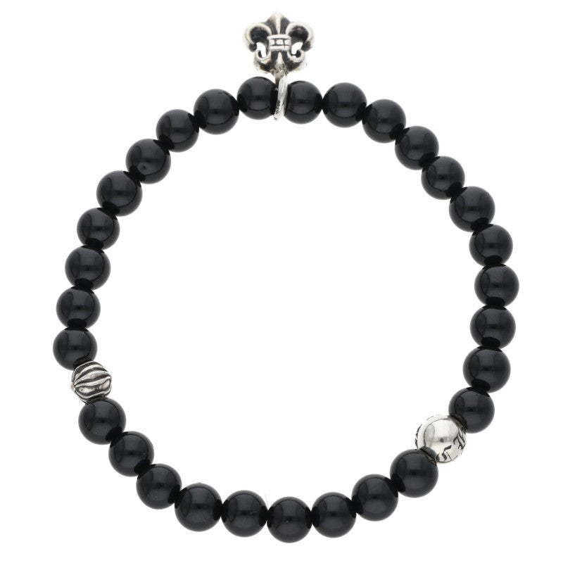 Chrome Hearts 6mm Bead Stack BS Fleur Silver Bracelet