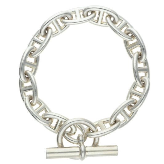 HERMES Chaine d'Ancre GM Silver Bracelet Size 14LINK