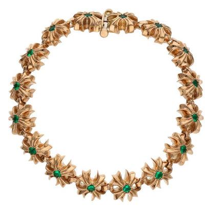 Chrome Hearts 22K Tiny Plus Emerald Bracelet Size 14LINK