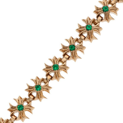 Chrome Hearts 22K Tiny Plus Emerald Bracelet Size 14LINK