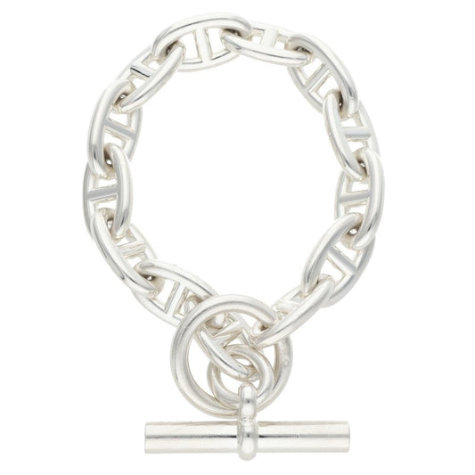 HERMES Chaine d'Ancre GM Silver Bracelet Size 13LINK