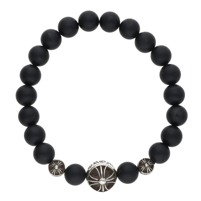 Chrome Hearts Matte Onyx Bead Bracelet Black Silver