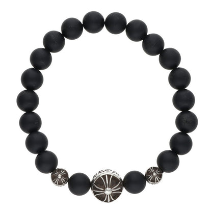 Chrome Hearts Matte Onyx Bead Bracelet Black Silver
