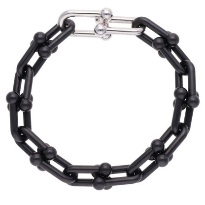 TIFFANY&Co. Hardware Titanium & WG Link Bracelet Size LARGE
