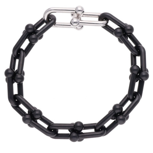 TIFFANY&Co. Hardware Titanium & WG Link Bracelet Size LARGE