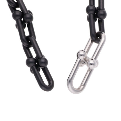 TIFFANY&Co. Hardware Titanium & WG Link Bracelet Size LARGE