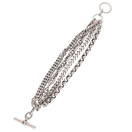 HERMES Etcetera 4-Link 925 Silver Bracelet Size LG