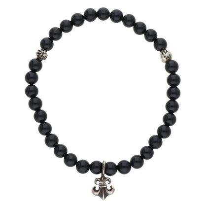 Chrome Hearts 6mm BS Fleur Bead Bracelet Black Silver