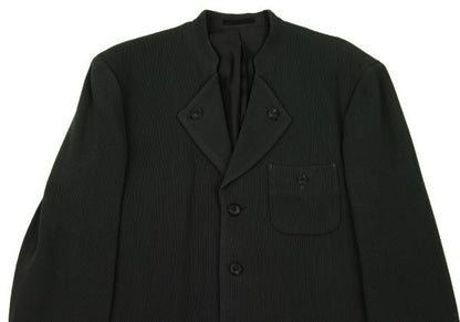 ISSEY MIYAKE MEN Dark Green Wool Ribbed Collar Jacket Size L