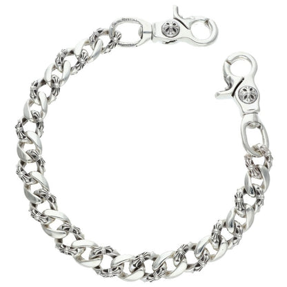 Chrome Hearts 2-Clip Short Fancy Wallet Chain Size Silver