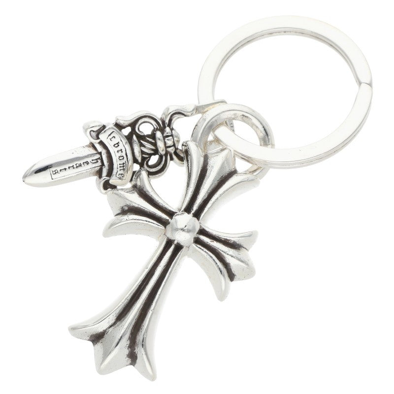 Chrome Hearts Small CH Cross #5 Silver Keyring