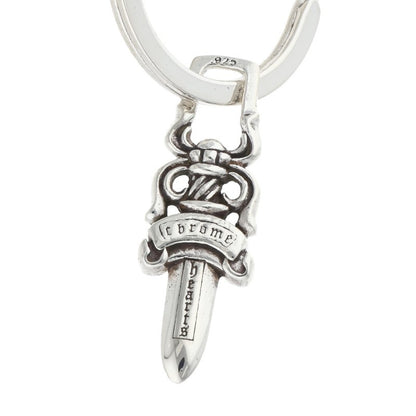 Chrome Hearts Small CH Cross #5 Silver Keyring