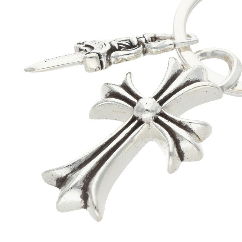 Chrome Hearts Small CH Cross #5 Silver Keyring