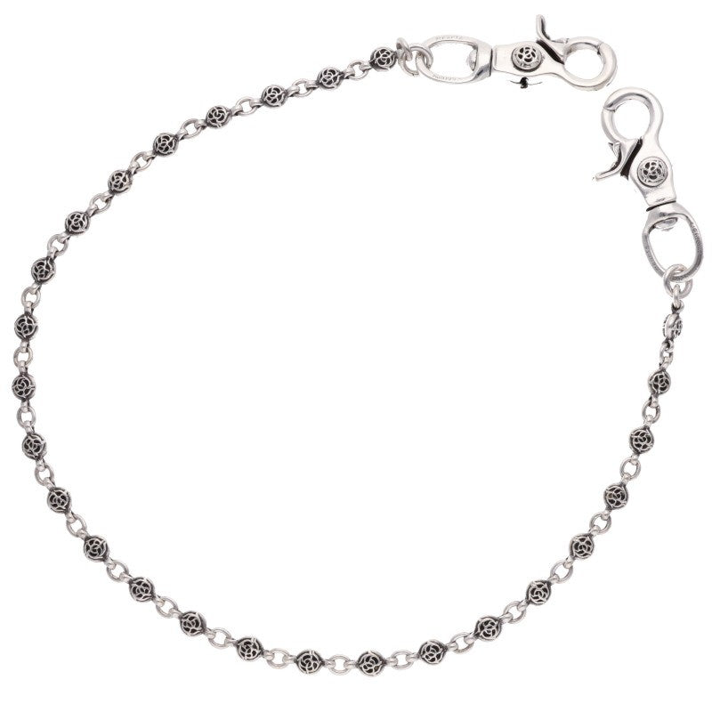 Chrome Hearts 925 Silver #1 Floral Ball 2-Clip Wallet Chain