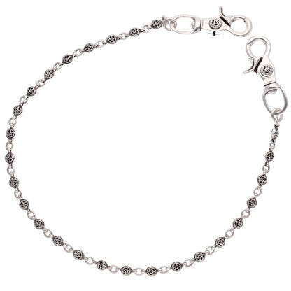 Chrome Hearts 925 Silver #1 Floral Ball 2-Clip Wallet Chain