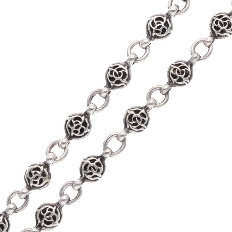 Chrome Hearts 925 Silver #1 Floral Ball 2-Clip Wallet Chain