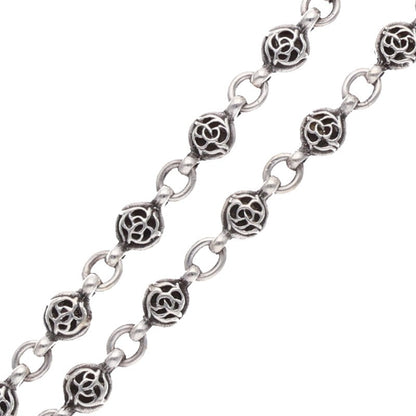 Chrome Hearts 925 Silver #1 Floral Ball 2-Clip Wallet Chain