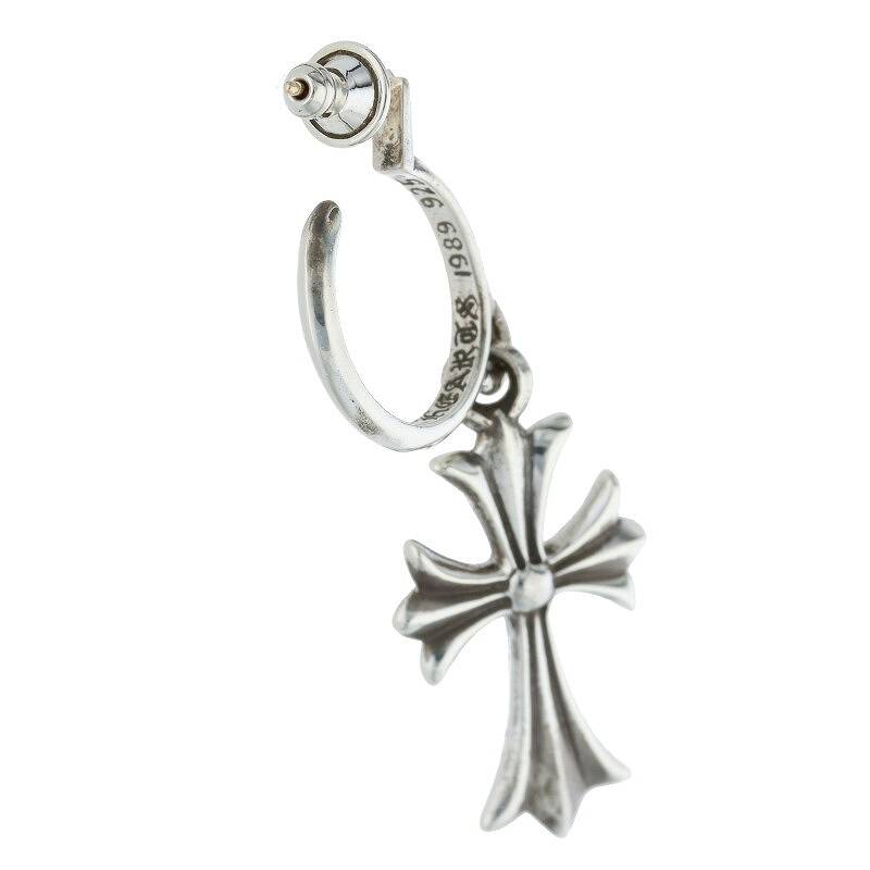 Chrome Hearts Silver Tiny CH Cross Hoop Single Size ONE SIZE