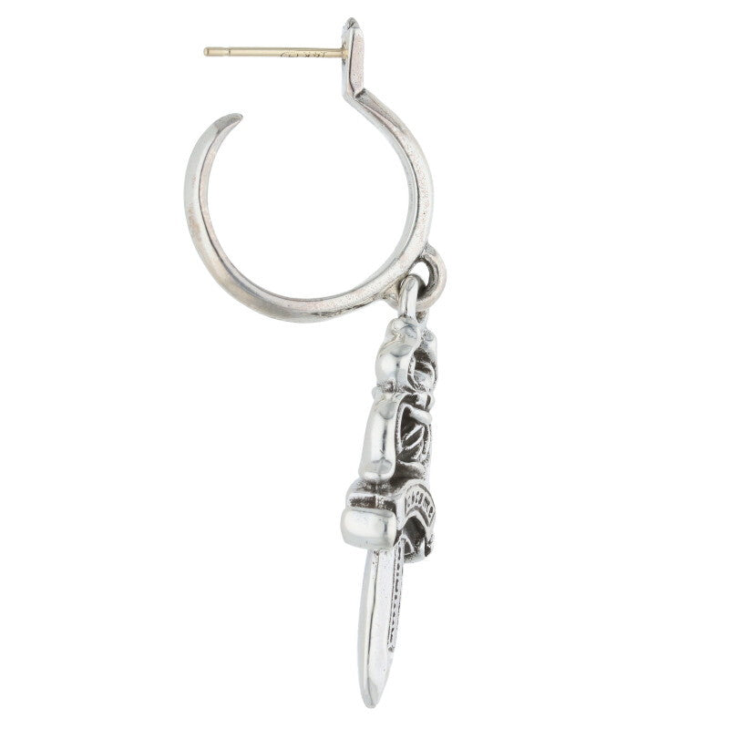 Chrome Hearts #5 DAGGER Hoop Silver Earring Size ONE SIZE