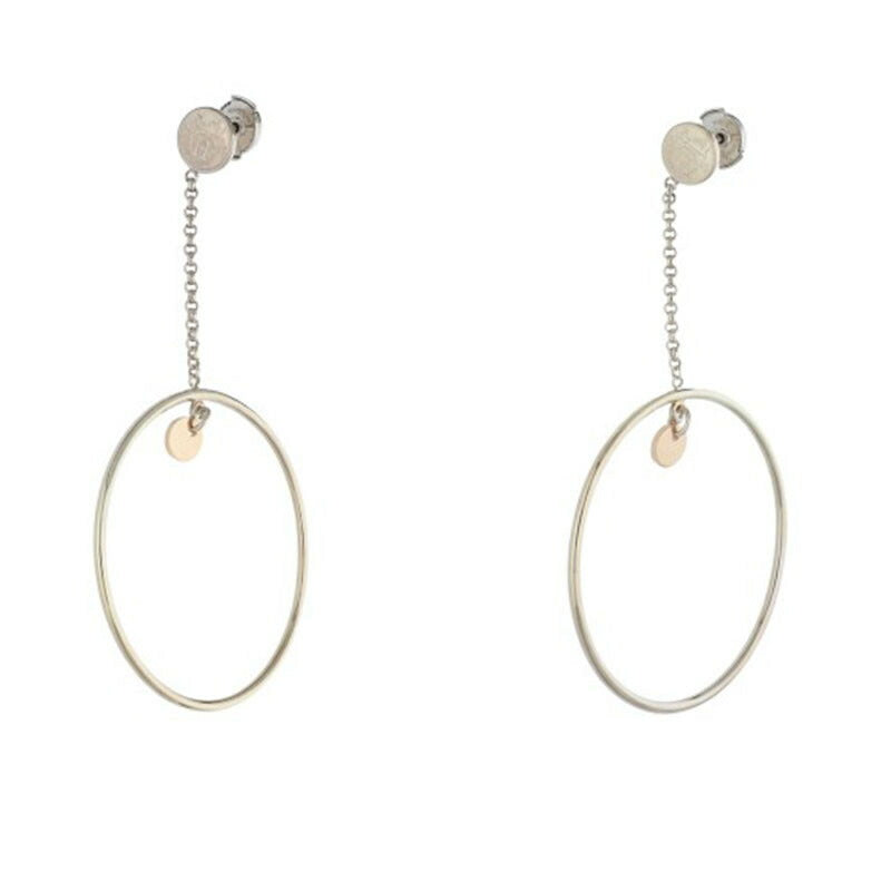 HERMES Ex-Libris Two-Tone Hoop Earrings Size ONE SIZE