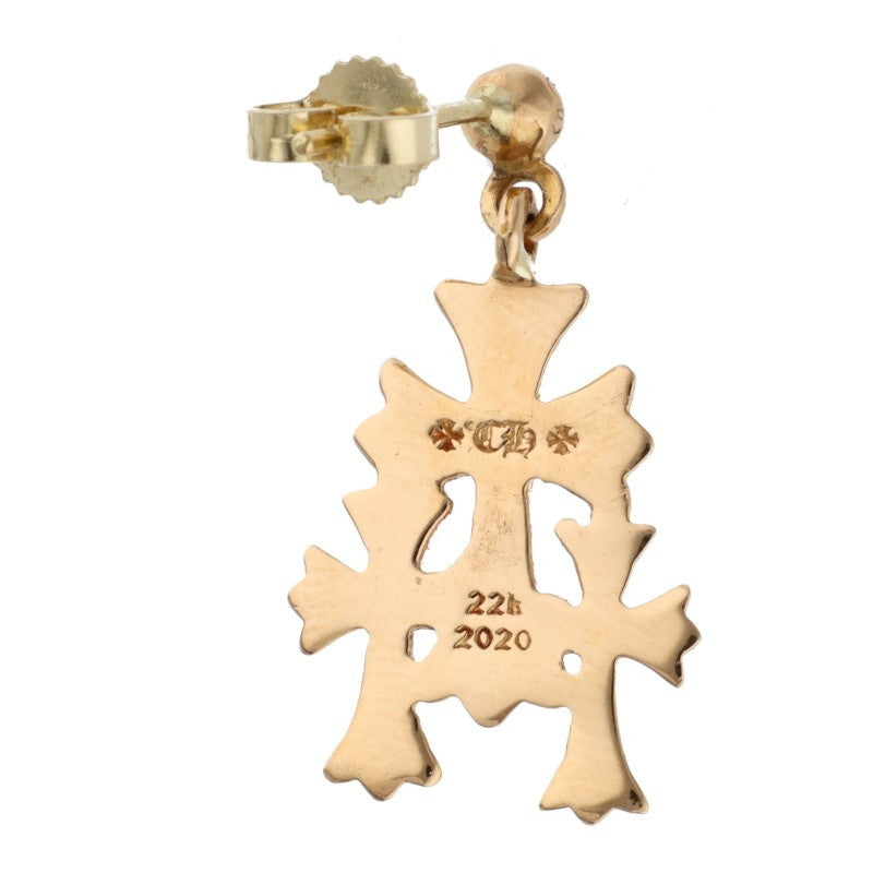 Chrome Hearts 22K Triple CH Cross Drop Earring Size Yellow