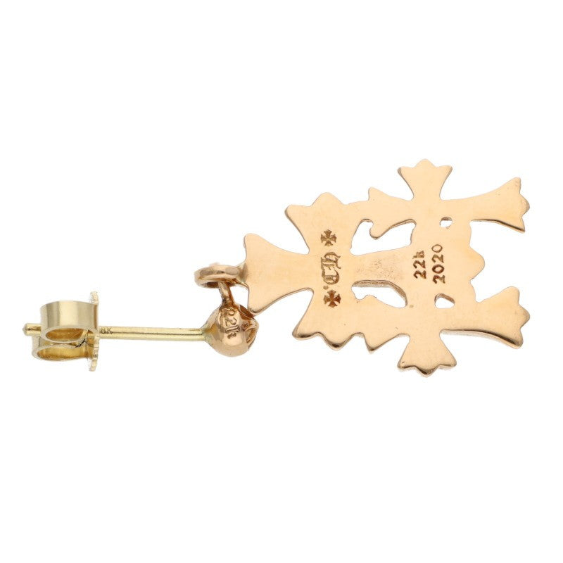 Chrome Hearts 22K Triple CH Cross Drop Earring Size Yellow