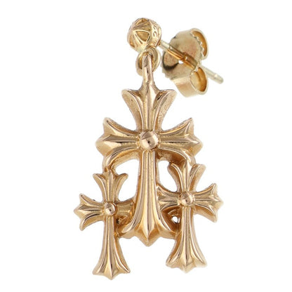 Chrome Hearts 22K 3 CH Cross Drop Gold Earring Size ONE SIZE
